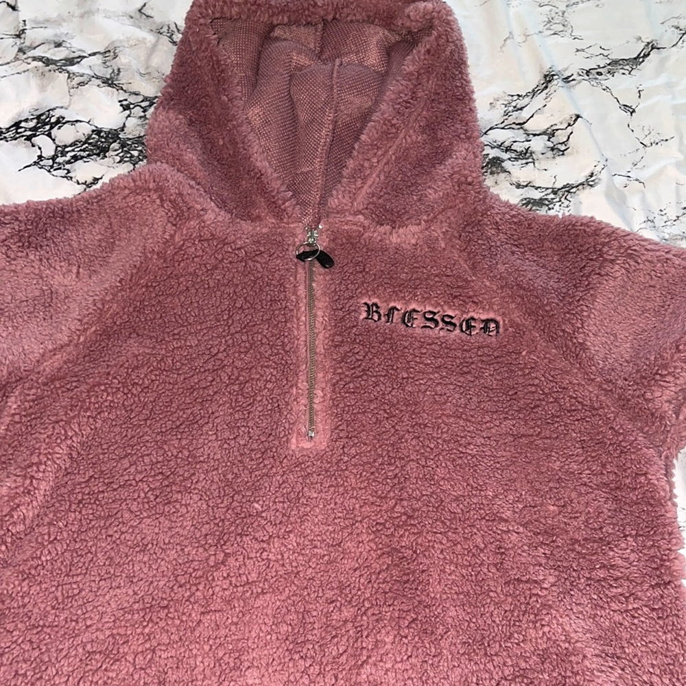 Soft pink “Blessed” sweater